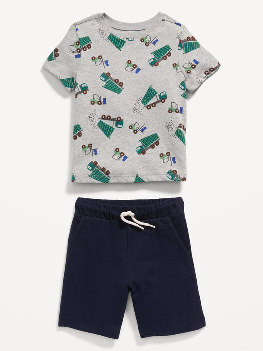 Printed Short-Sleeve T-Shirt and Pull-On Shorts Set for Toddler Boys