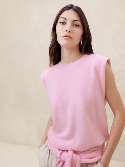Cashmere Padded-Shoulder Top