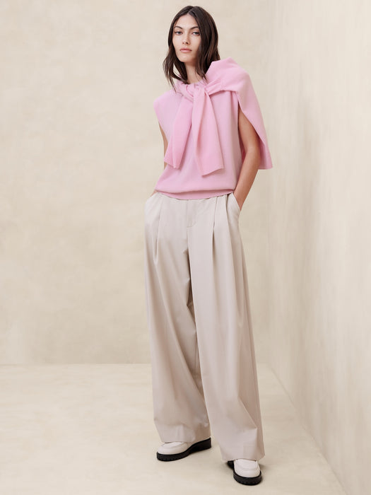 Cashmere Padded-Shoulder Top