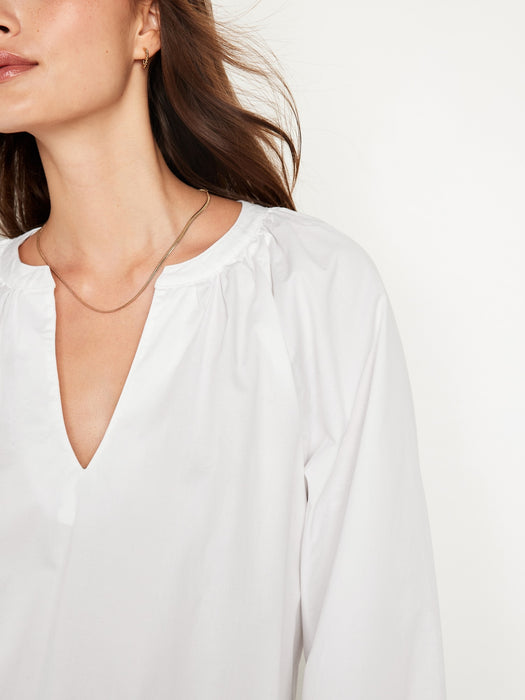 Long-Sleeve Split-Neck Top