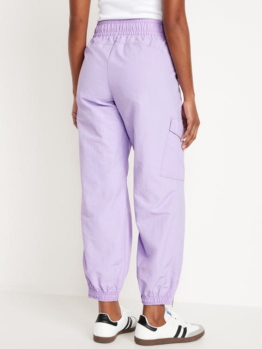 High-Waisted Ankle-Zip Cargo Joggers