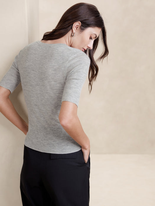 Caro Lightweight Cashmere Short-Sleeve Sweater