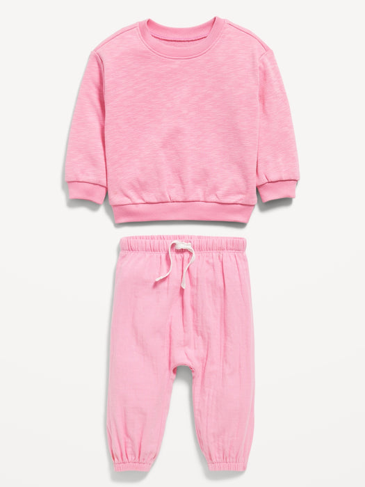 Unisex Crew-Neck Sweatshirt & Jogger Pants Set for Baby