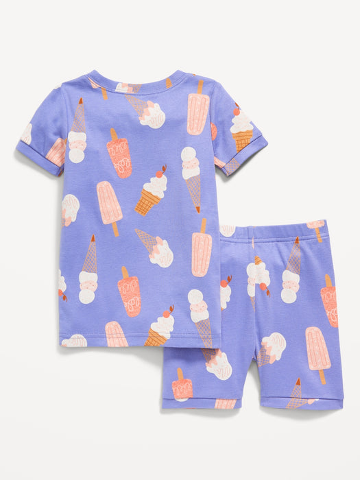 Unisex Snug-Fit Printed Pajama Shorts Set for Toddler & Baby