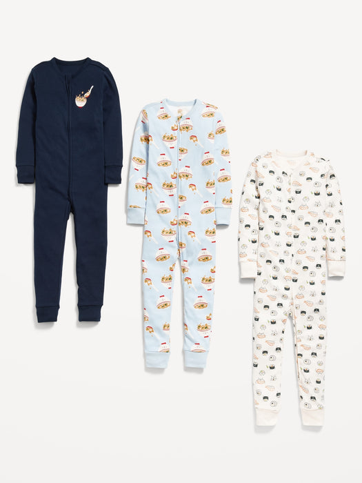 Unisex Snug-Fit Printed Pajama One-Piece 3-Pack for Toddler & Baby