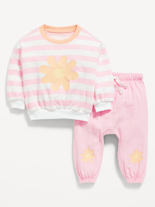 Unisex Crew-Neck Sweatshirt & Jogger Pants Set for Baby