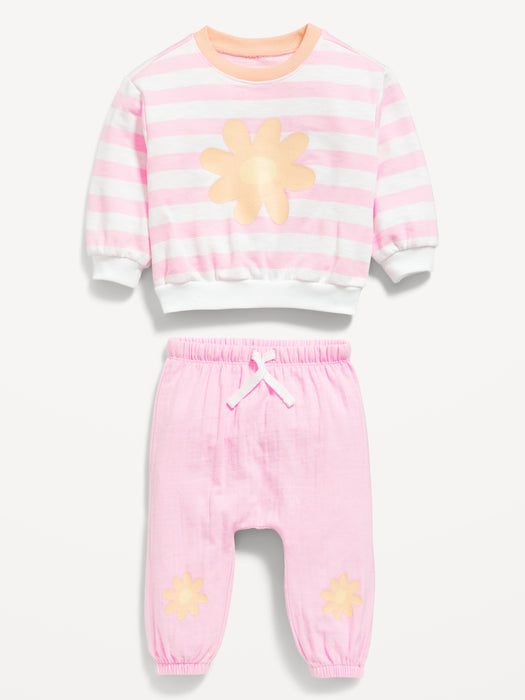 Unisex Crew-Neck Sweatshirt & Jogger Pants Set for Baby