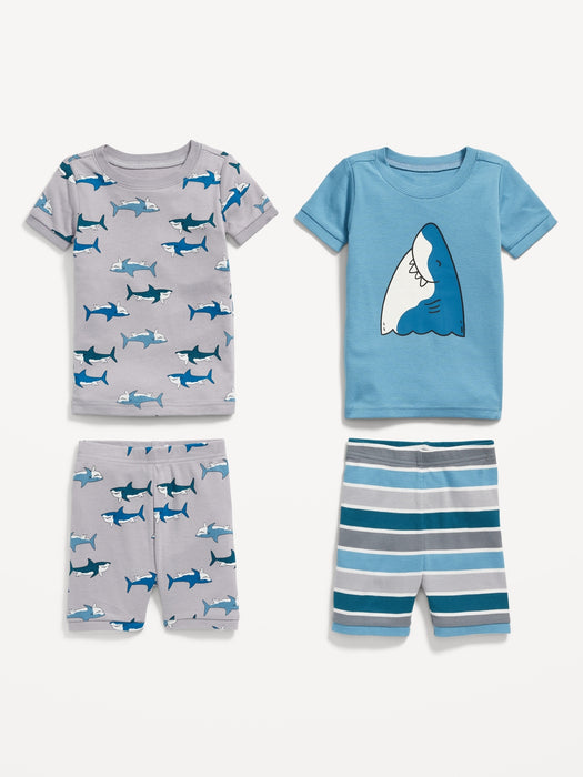 Unisex 4-Piece Printed Snug-Fit Pajama Set for Toddler & Baby