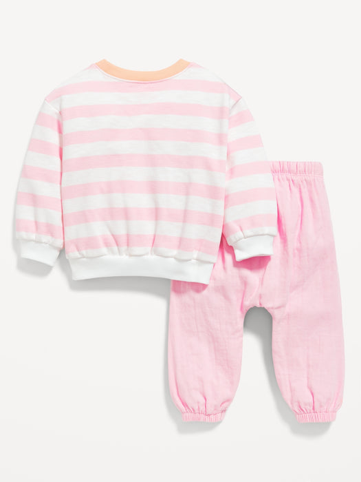 Unisex Crew-Neck Sweatshirt & Jogger Pants Set for Baby