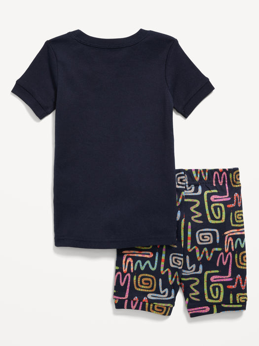 Unisex Snug-Fit Graphic Pajama Shorts Set for Toddler & Baby