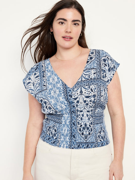 Waist-Defined Smocked Top