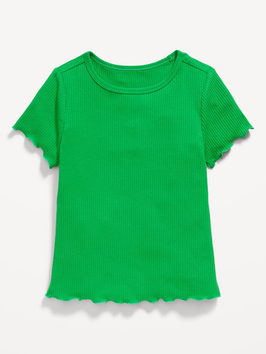Short-Sleeve Lettuce-Edge T-Shirt for Toddler Girls