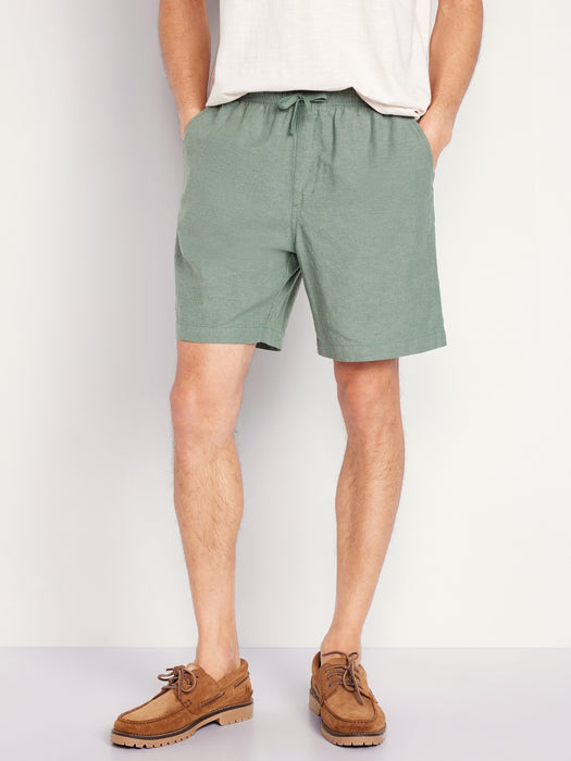 Linen-Blend Jogger Shorts -- 7-inch inseam