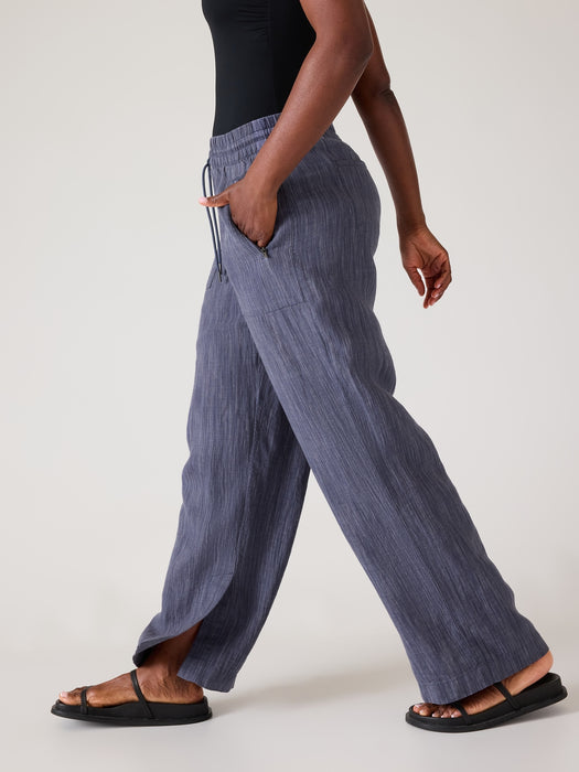 Retreat Linen Mid Rise Wide Leg Pant