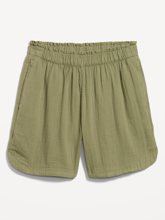 High-Waisted Crinkle Gauze Shorts -- 5-inch inseam