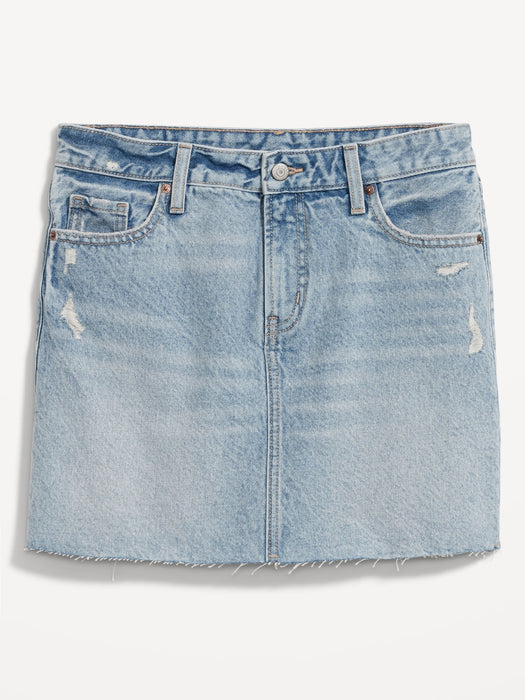 Mid-Rise OG Straight Cut-Off Jean Mini Skirt