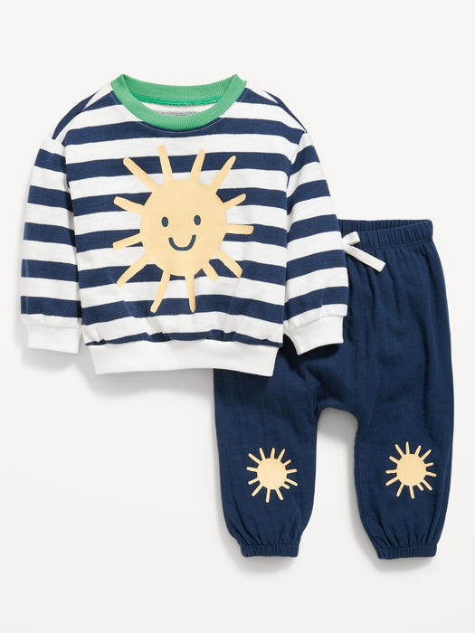 Unisex Crew-Neck Sweatshirt & Jogger Pants Set for Baby