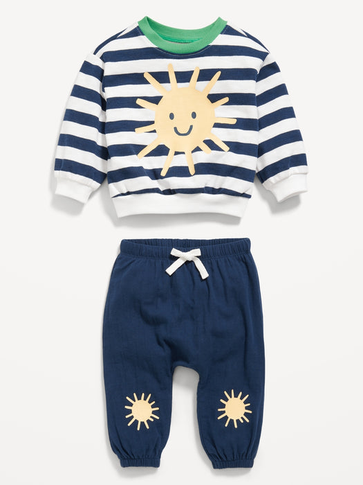 Unisex Crew-Neck Sweatshirt & Jogger Pants Set for Baby