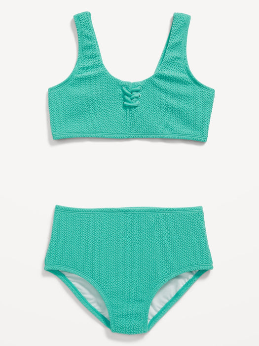 Lace-Up Front Bikini Swim Set for Girls