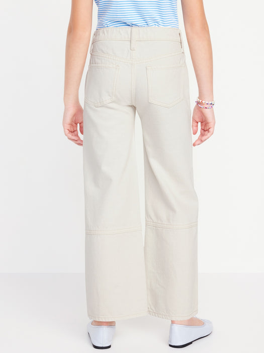 High-Waisted Baggy Wide-Leg Utility Jeans for Girls