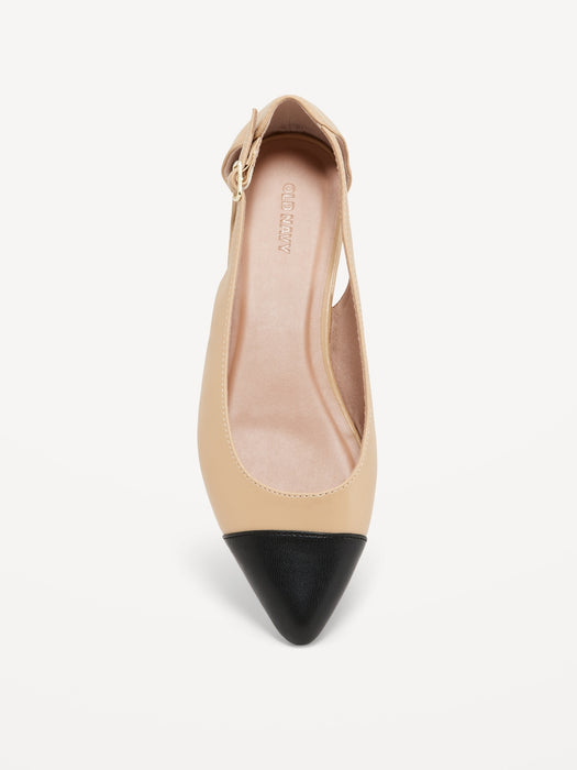 Faux-Leather Slingback Ballet Flat