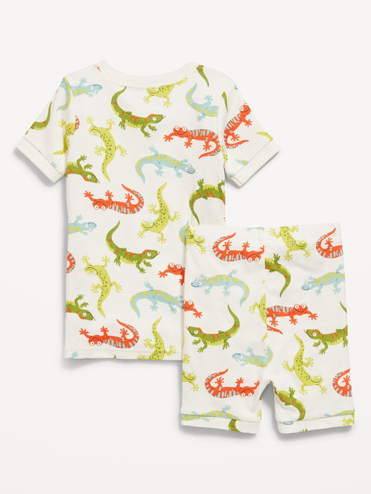 Unisex Snug-Fit Printed Pajama Shorts Set for Toddler & Baby