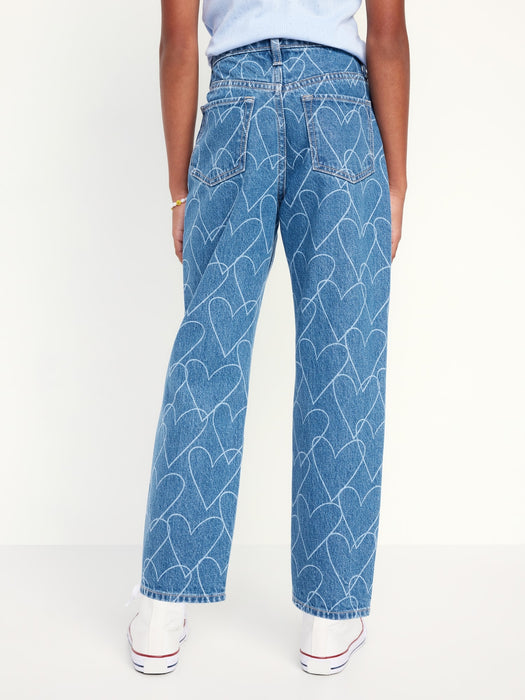 High-Waisted Slouchy Straight Non-Stretch Jeans for Girls