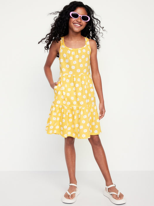 Printed Sleeveless Tiered Dress for Girls
