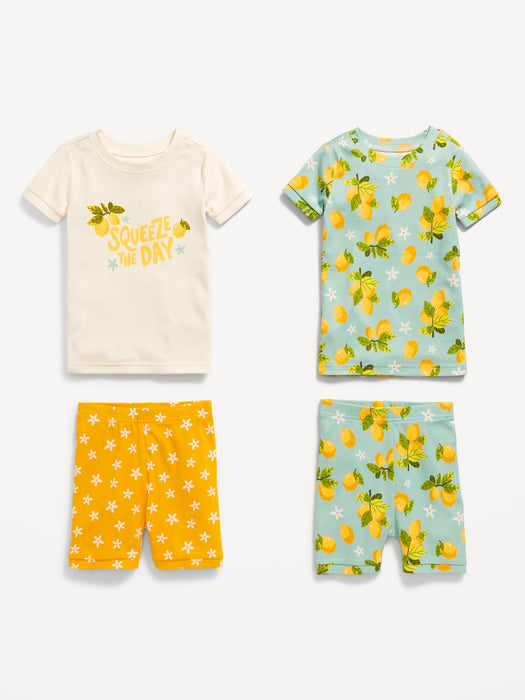 Unisex 4-Piece Printed Snug-Fit Pajama Set for Toddler & Baby