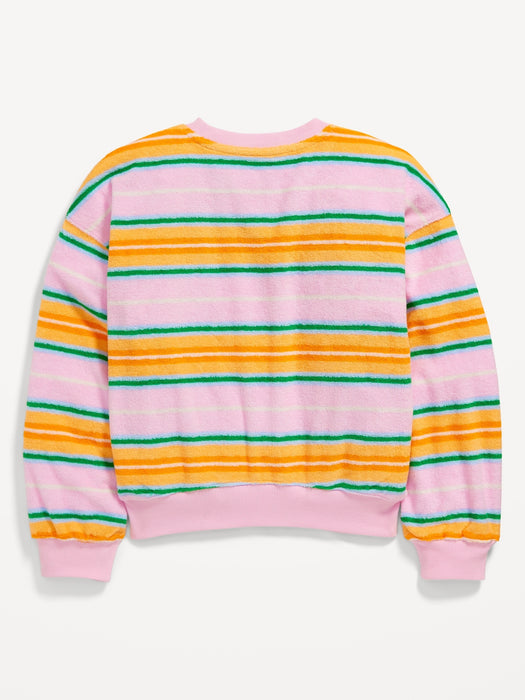 Striped Oversized Drop-Shoulder Sweatshirt for Girls