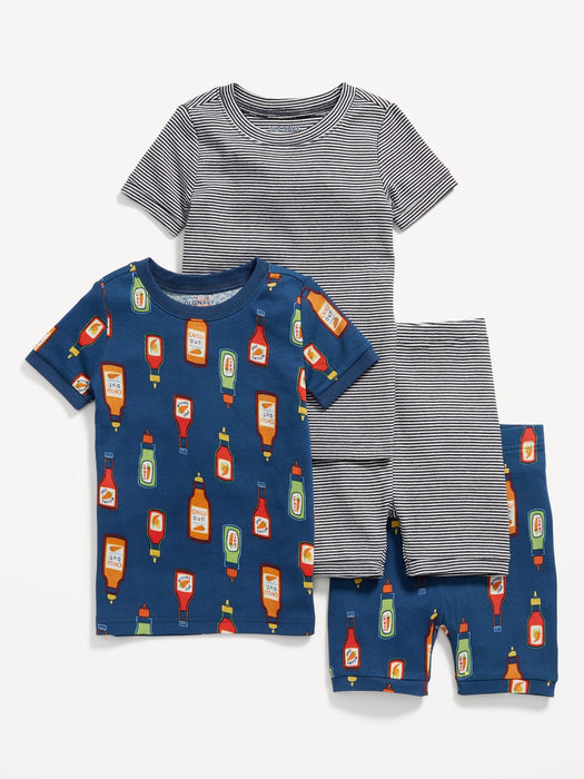 Unisex 4-Piece Printed Snug-Fit Pajama Set for Toddler & Baby