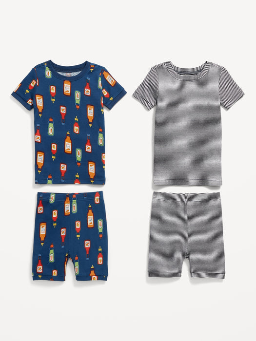 Unisex 4-Piece Printed Snug-Fit Pajama Set for Toddler & Baby