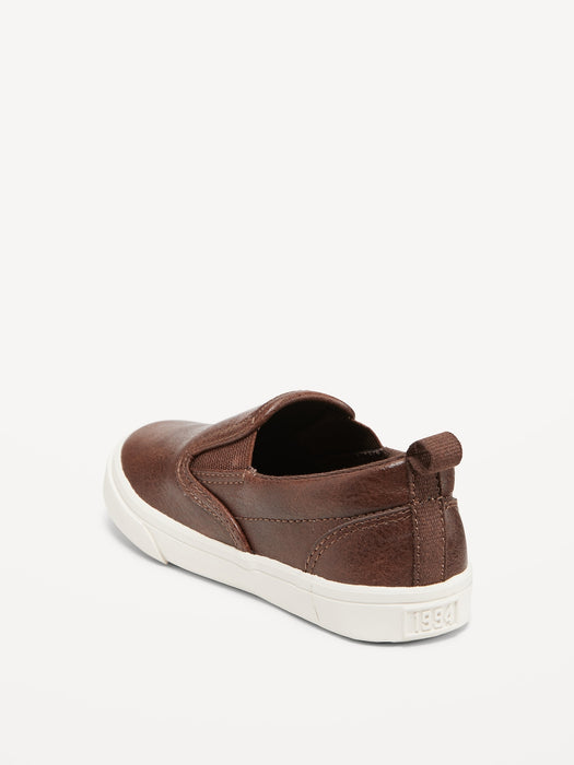 Faux-Leather Slip-On Sneakers for Toddler Boys