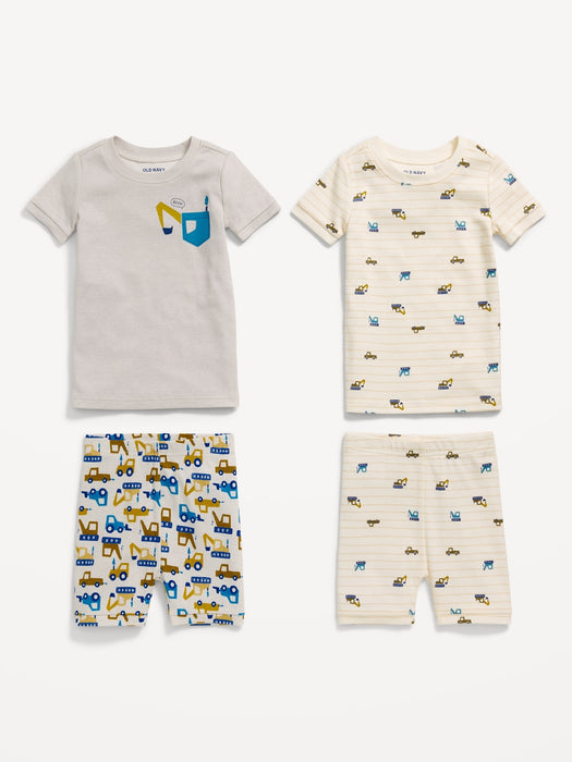 Unisex 4-Piece Printed Snug-Fit Pajama Set for Toddler & Baby