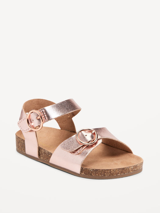 Faux-Leather Buckled Strap Sandals for Toddler Girls