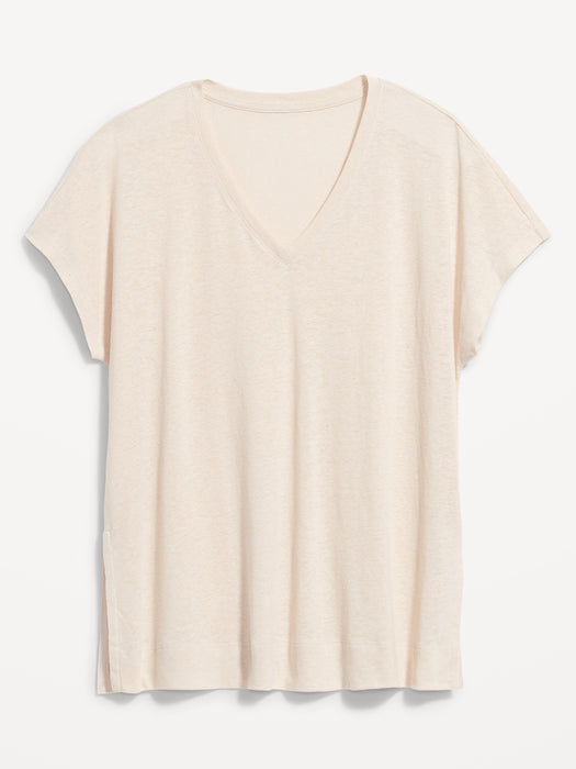 Oversized Linen-Blend Tunic T-Shirt