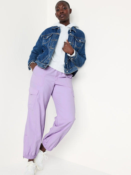 High-Waisted Ankle-Zip Cargo Joggers