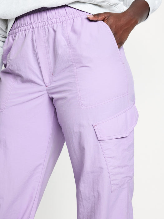 High-Waisted Ankle-Zip Cargo Joggers