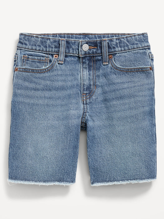 High-Waisted Frayed-Hem Jean Bermuda Shorts for Girls
