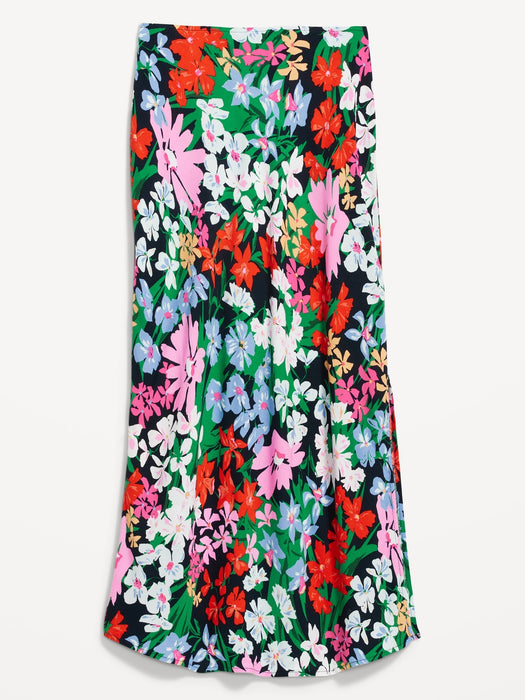 High-Waisted Midi Slip Skirt