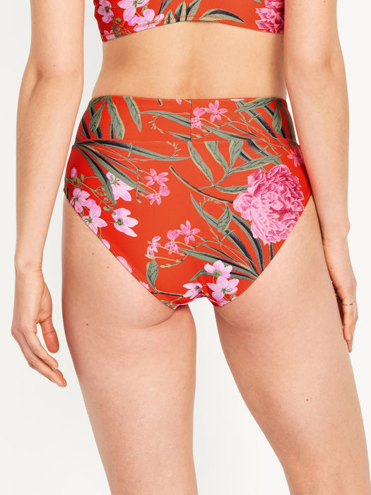 Banded High-Waist Bikini Swim Bottoms