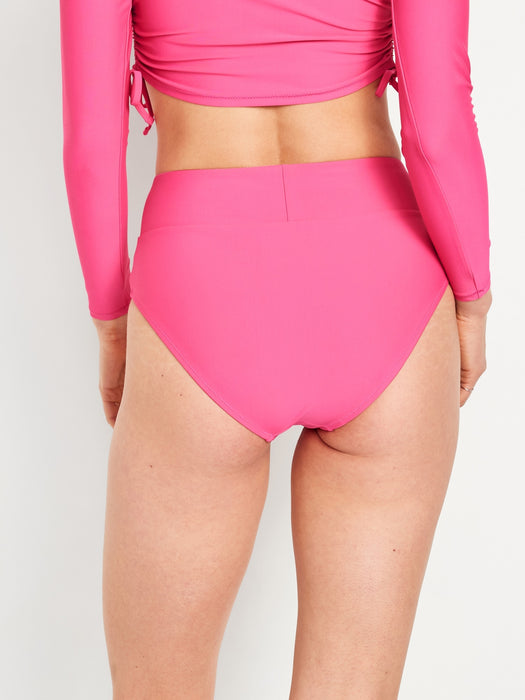 Banded High-Waist Bikini Swim Bottoms