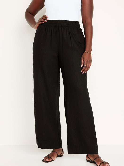 High-Waisted Linen-Blend Wide-Leg Pants