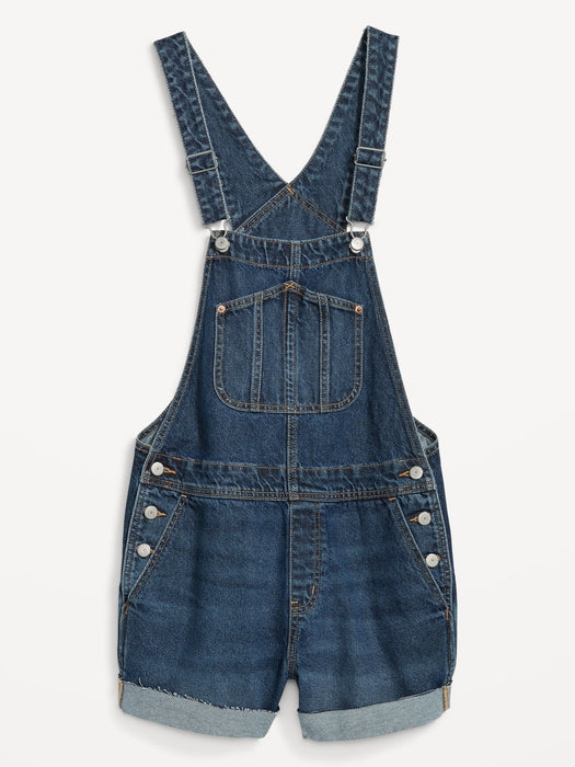 Slouchy Jean Cut-Off Overalls -- 3.5-inch inseam