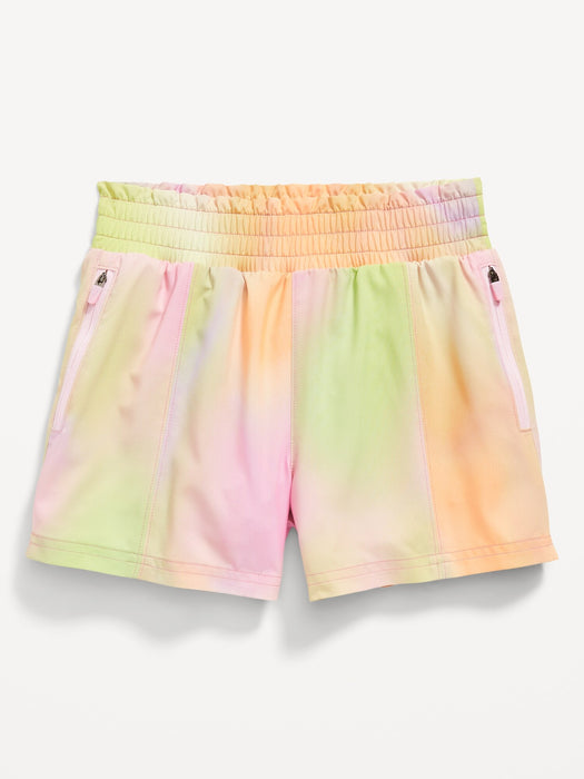 High-Waisted StretchTech Zip-Pocket Shorts for Girls