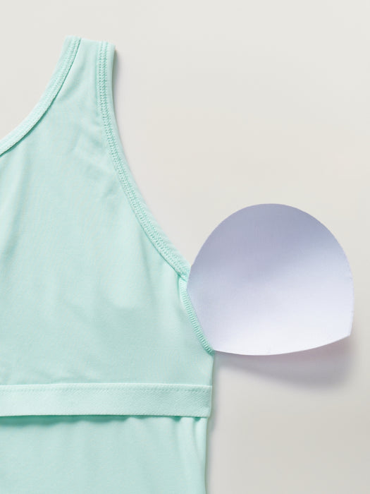 Athleta Girl One Shoulder Rib One Piece Swimsuit