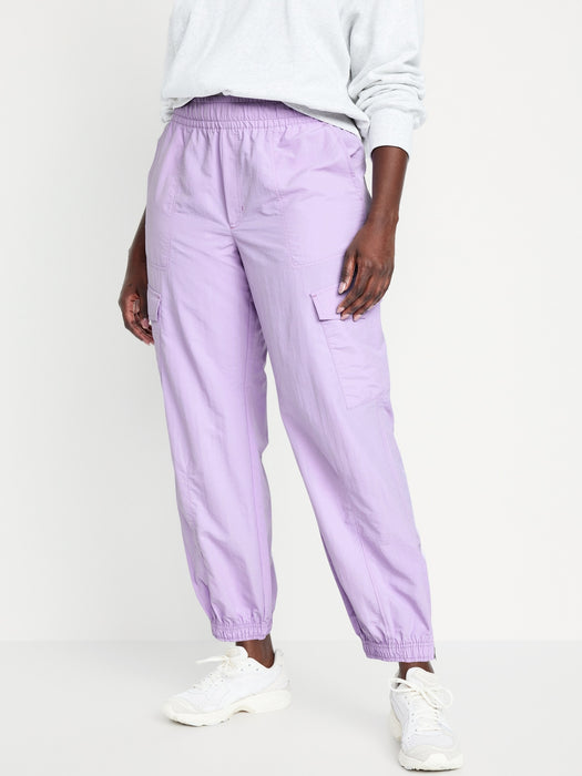 High-Waisted Ankle-Zip Cargo Joggers