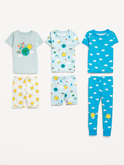 Unisex 6-Piece Printed Pajama Set for Toddler & Baby