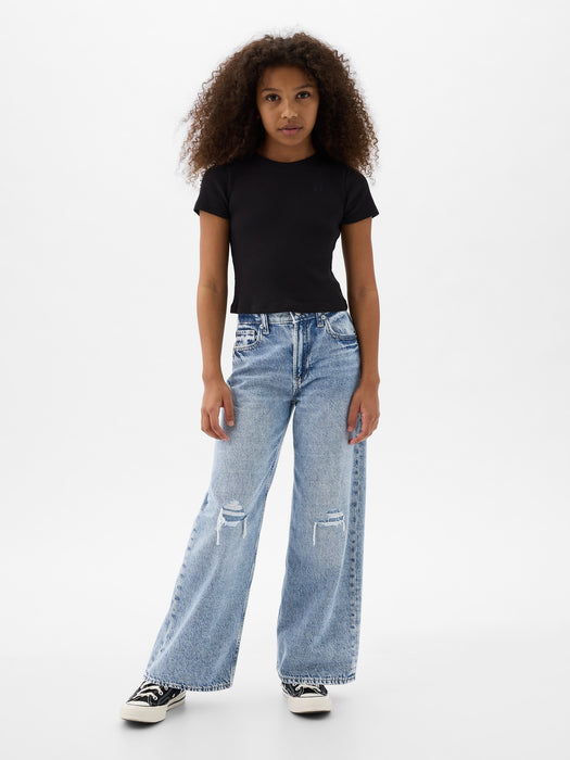 Kids Low Rise Stride Wide-Leg Jeans