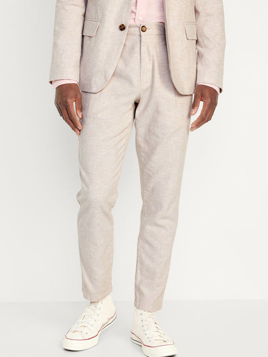 Loose Taper Linen-Blend Ankle Pants